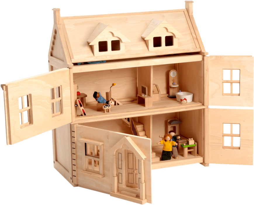 Large Victorian Dollhouse Plans - Plan Toys Victorian Dollhouse Painted (900x756), Png Download
