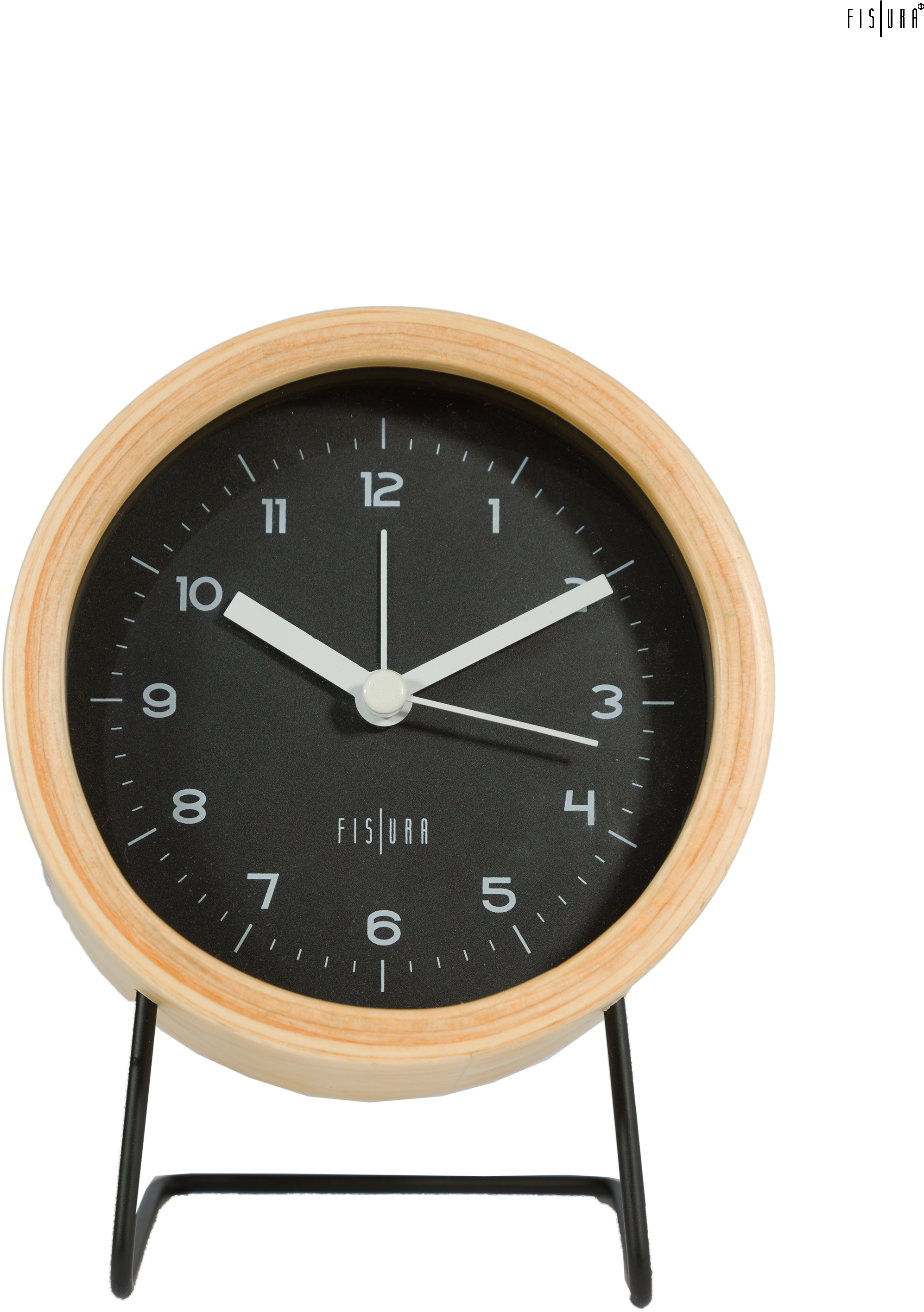 Drewniany Budzik Z Czarną Tarczą Fisura Silent Movement (3508x3508), Png Download