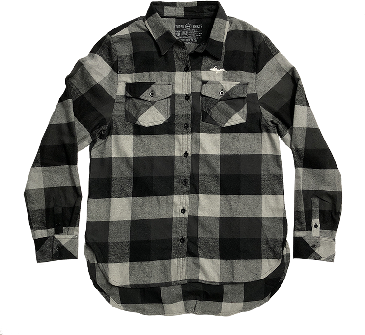 Silhouette" Womens Black/grey Buffalo Plaid Flannel - Shirt (800x800), Png Download