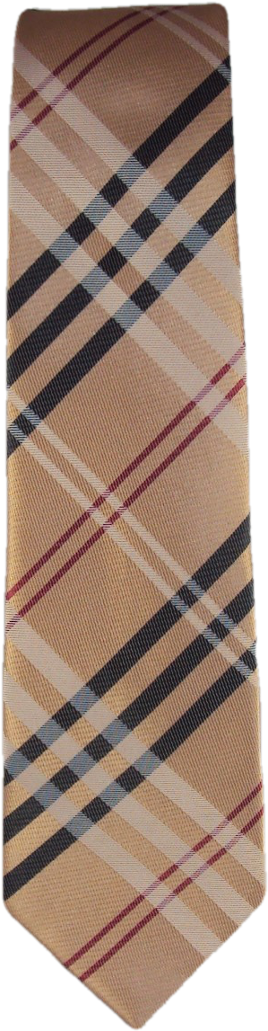 Tan Plaid Tie - Necktie (1091x1265), Png Download