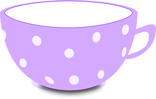 Cup Purple Tea Bowl Empty Dotted Cup Cup T - Cute Tea Cup Clipart (535x340), Png Download