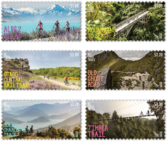2018 Nz Cycle Trails Set Of Stamps - New Zealand Stamps 2018 (600x600), Png Download