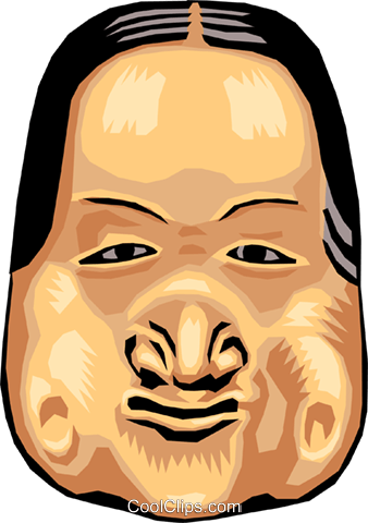 Japanese Mask Royalty Free Vector Clip Art Illustration - Illustration (338x480), Png Download