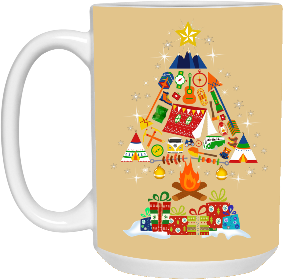 Multi Camping Tool Shaped As Christmas Tree Printed - Mug Customcat (1155x1155), Png Download