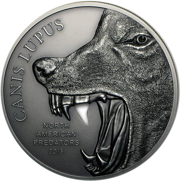 Cook Islands 2015 10$ Gray Wolf North American Predators - North American Predators Coin (600x600), Png Download