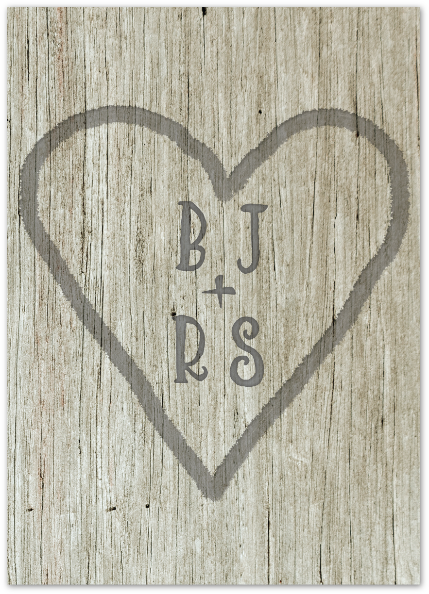 Carved In Wood Wedding Invitation - Paper (1000x1333), Png Download