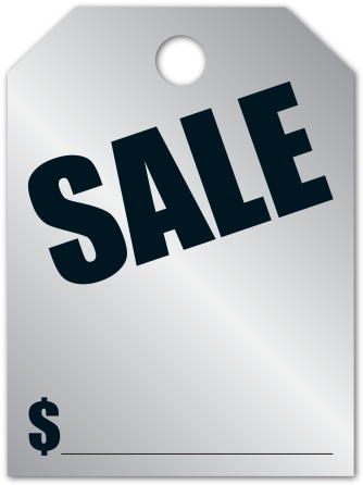 280 Mirror Hang Tags "sale" Silver And Black Imprint - Mirror Hang Tags - Fl Yellow - Sale (500x500), Png Download