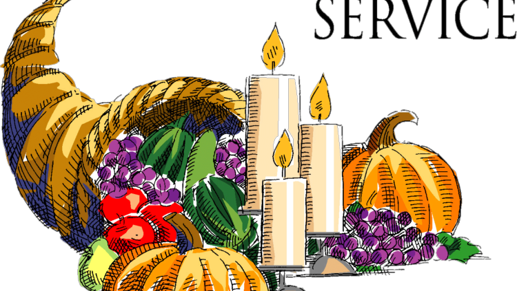 Clipart Black And White Stock Church Thanksgiving Dinner - Thanksgiving Worship (750x423), Png Download