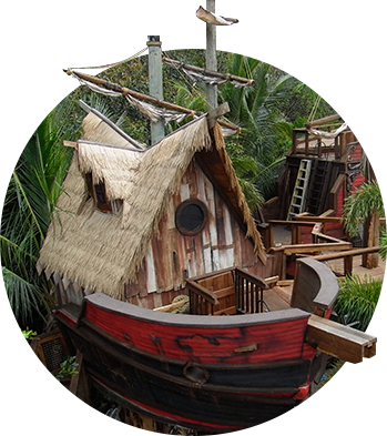 Circle Custom Tree House - House (349x393), Png Download