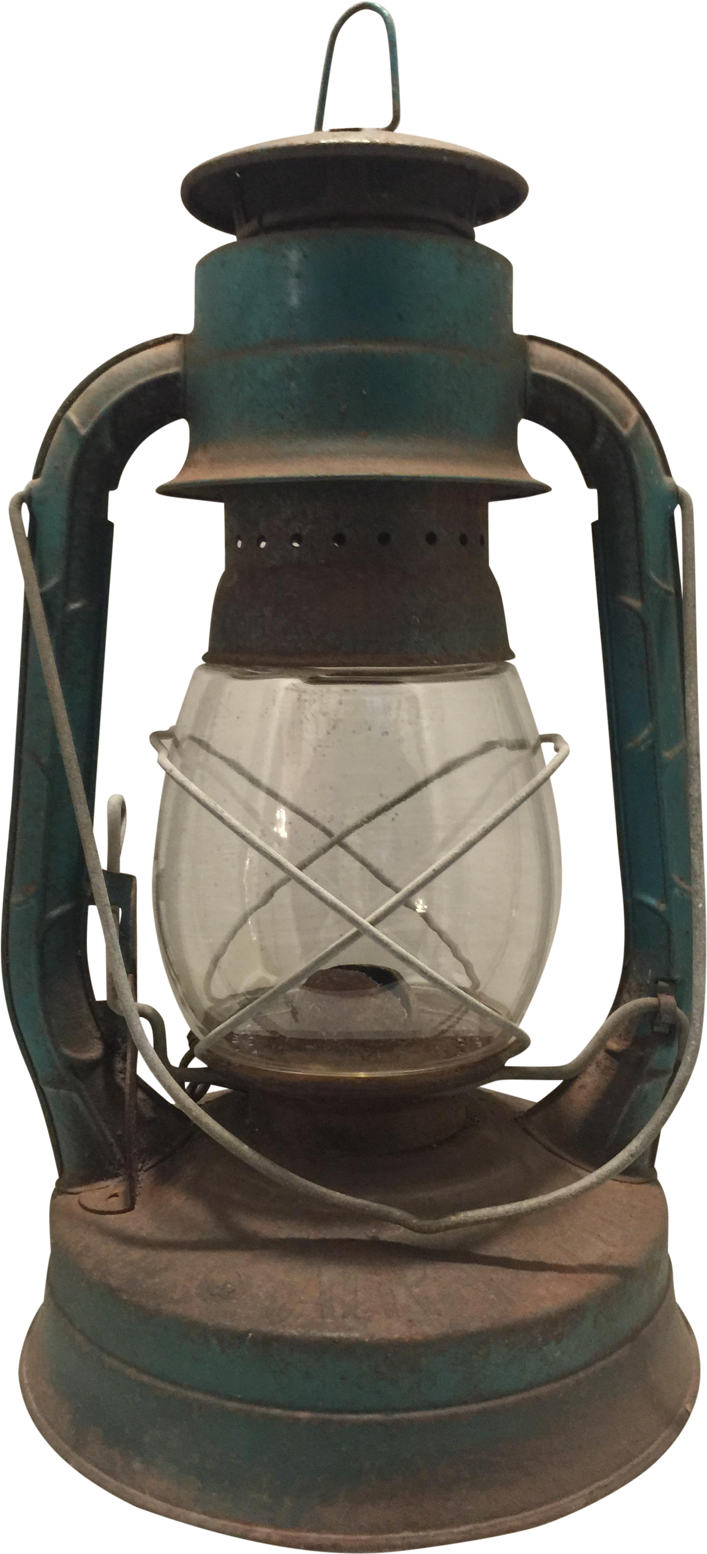 Vintage Dietz Turquoise & Rust Lantern - Lantern (1544x3394), Png Download