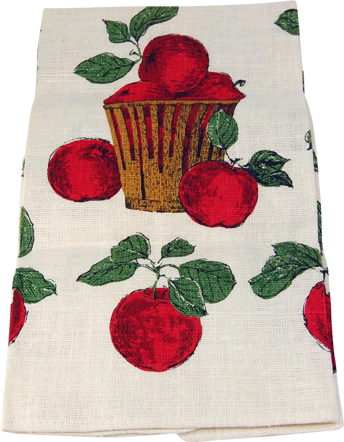 Vintage Tea Towel Apple Basket Kay Dee Crisp Linen - Mcintosh (1704x1704), Png Download