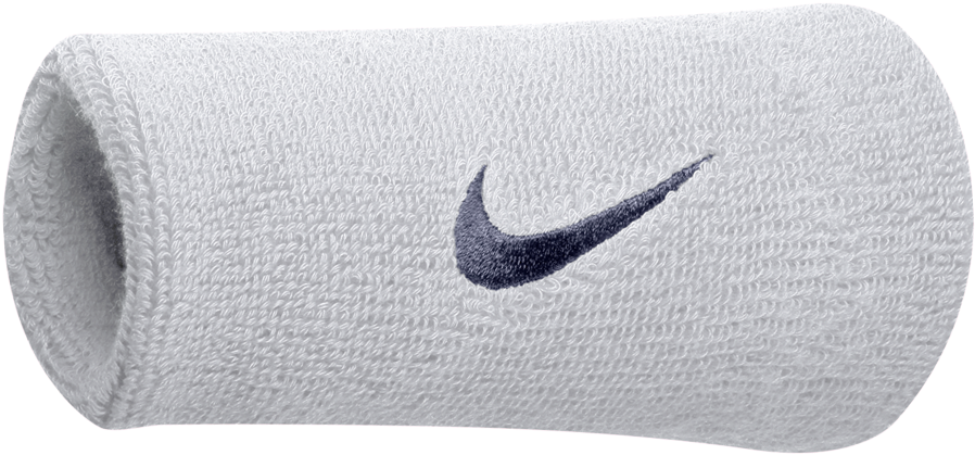 White Nike Swoosh Png Download - Nike Swoosh Doublewide Wristbands | White/navy (1000x1000), Png Download