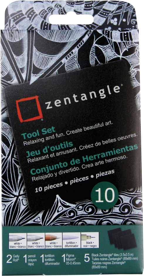 View Larger Image - 10 Pieces, Zentangle Set With 2 Gelly Roll White, 3.5" (569x1001), Png Download