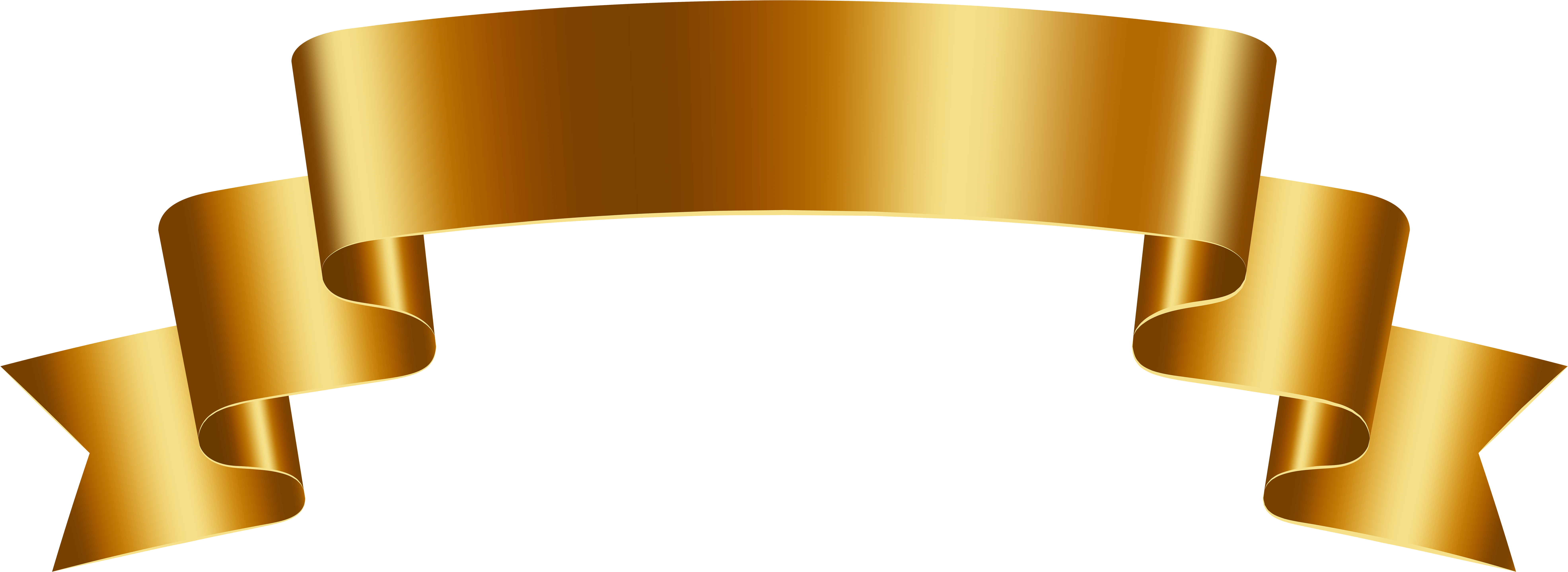 Ribbon Banner Gold Png Clipart (8000x2998), Png Download