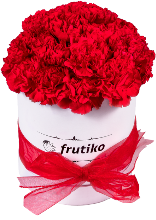 Red Carnations White Oval Box - Cardboard Box (687x846), Png Download