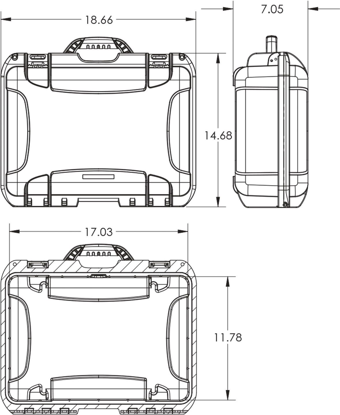 Dimensions Of The Nanuk 925 4 Up Pistol Hard Case - 920 Case W/foam (graphite) (1200x1537), Png Download