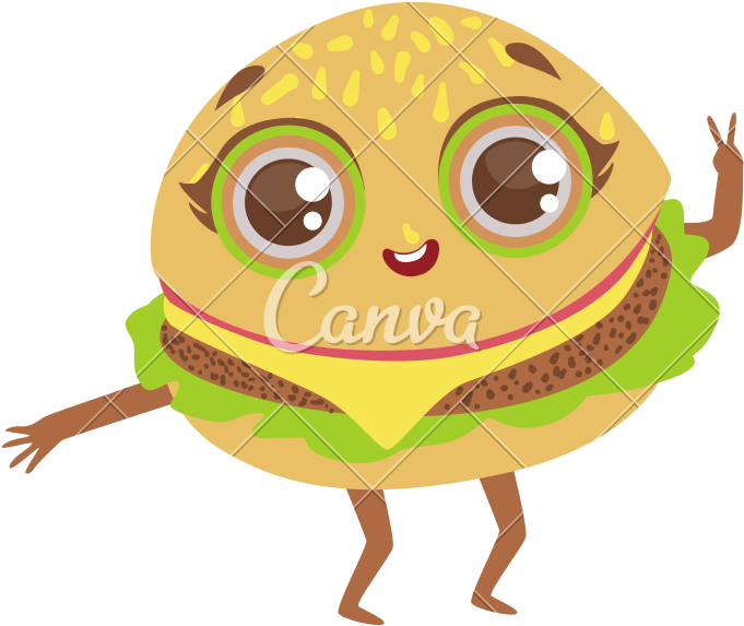 Food Clipart Hamburger Drawing Sandwich Sandwich Dibujo - Sandwich Animado (681x573), Png Download