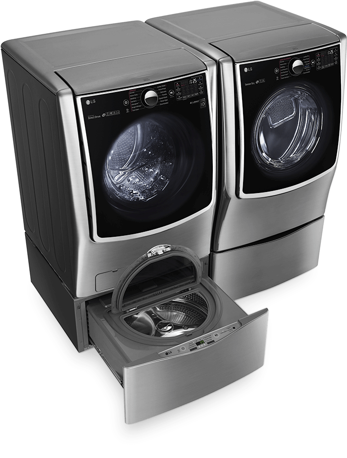 Washer And Dryer - Lg Black Stainless Washer And Dryer (699x936), Png Download
