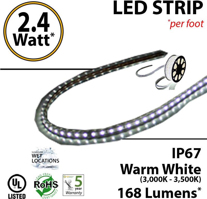 4w P/feet Led Strip 1 Foot Warm White - Led Strip Light (800x800), Png Download