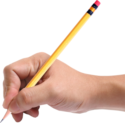 Hand Holding Pencil - Hand Holding A Pencil Png (400x393), Png Download
