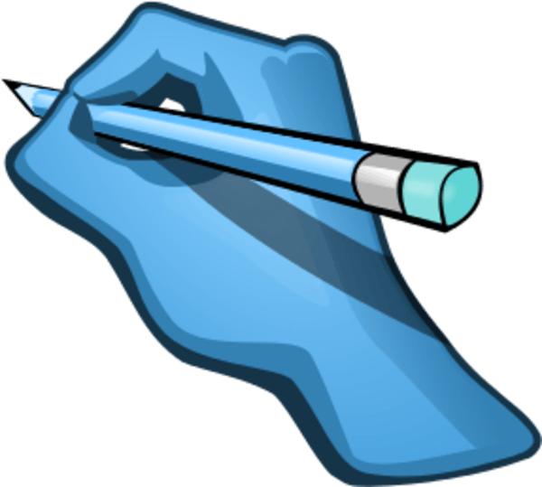 Hand Pencil Cliparts - Clip Art Hand Writing (600x539), Png Download