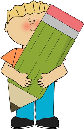 Boy With Pencil - Boy With Pencil Clipart (292x450), Png Download