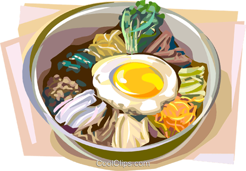 Korean Bibimbap Royalty Free Vector Clip Art Illustration - Korean Food Clipart Png (480x334), Png Download