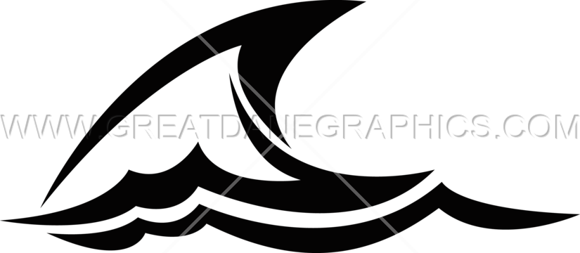 Fin Png Black And White - Shark Fin And Wave (825x360), Png Download