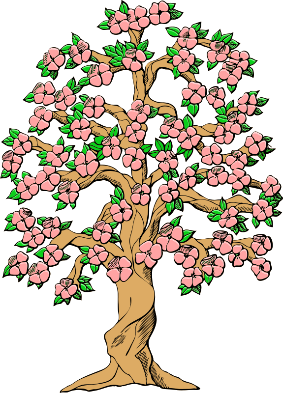 Clip Art Black And White Blossom Clipart Dogwood Tree - Tree With Flowers Clipart (575x800), Png Download