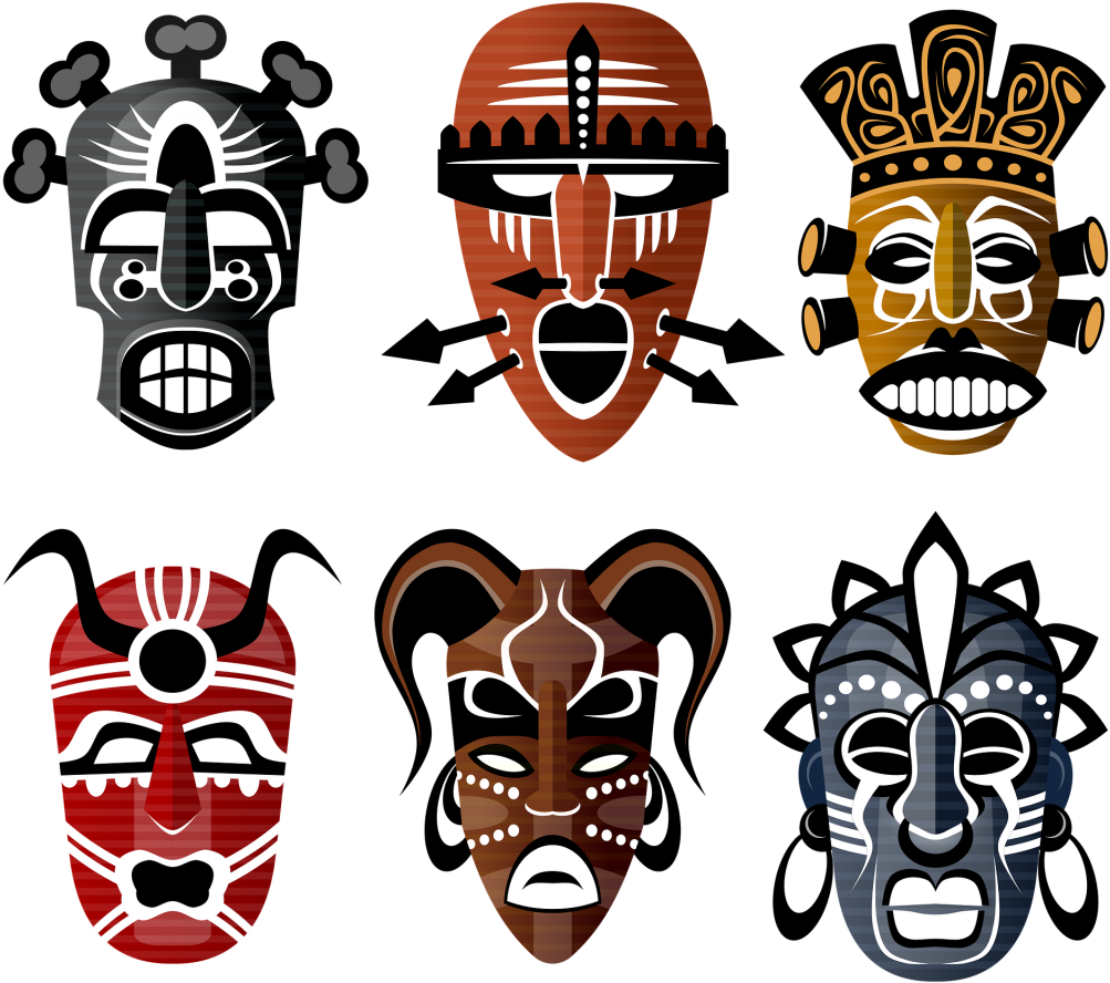 Mushroom Trip - Tribal Masks (1024x913), Png Download