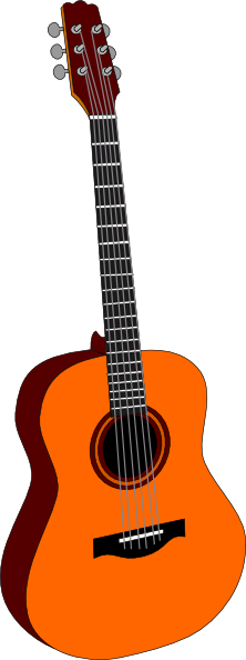 Free Vector Guitar Colored Clip Art - Acoustic Guitar Clipart Transparent (222x594), Png Download