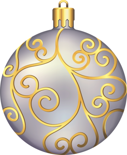 Silver Clipart Transparent - Silver And Gold Christmas Balls (409x500), Png Download