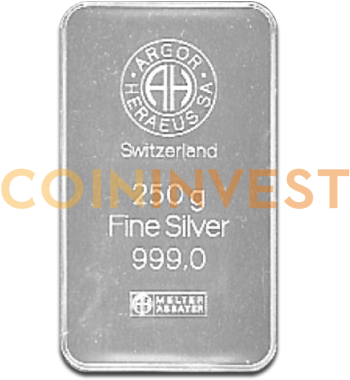 250g Silver Bar - Argor Heraeus 250 Gram Silver Bar (400x400), Png Download