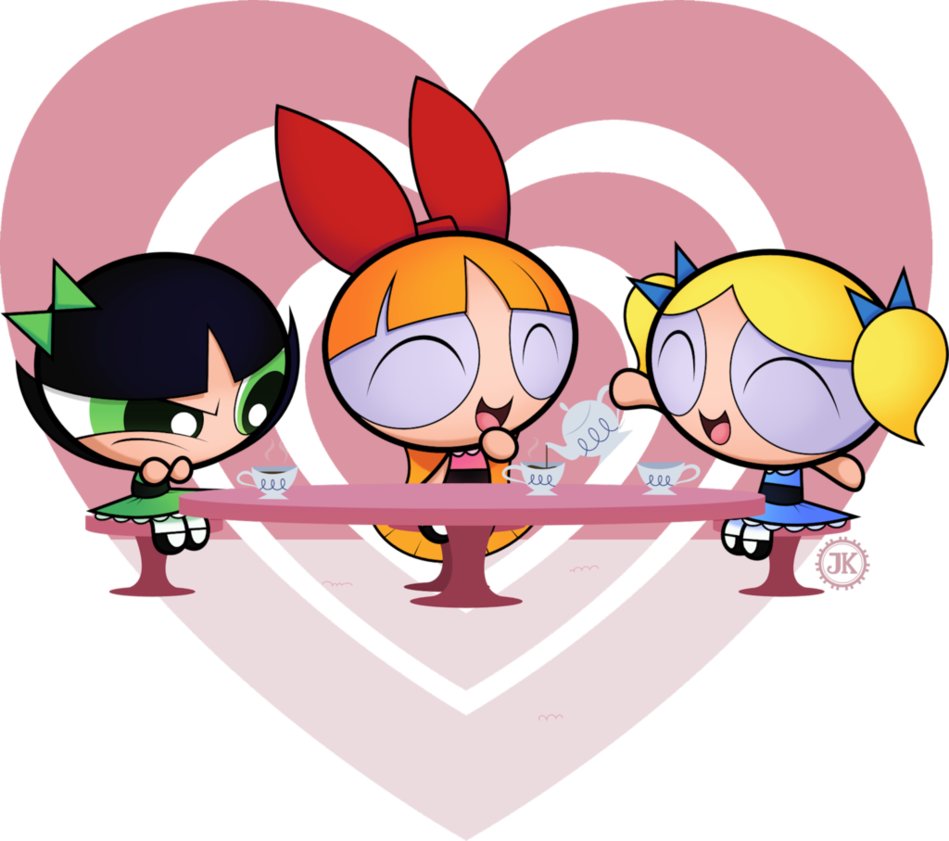 Powerpuff Girls During Tea Party - Powerpuff Girls Tea Party (949x841), Png Download