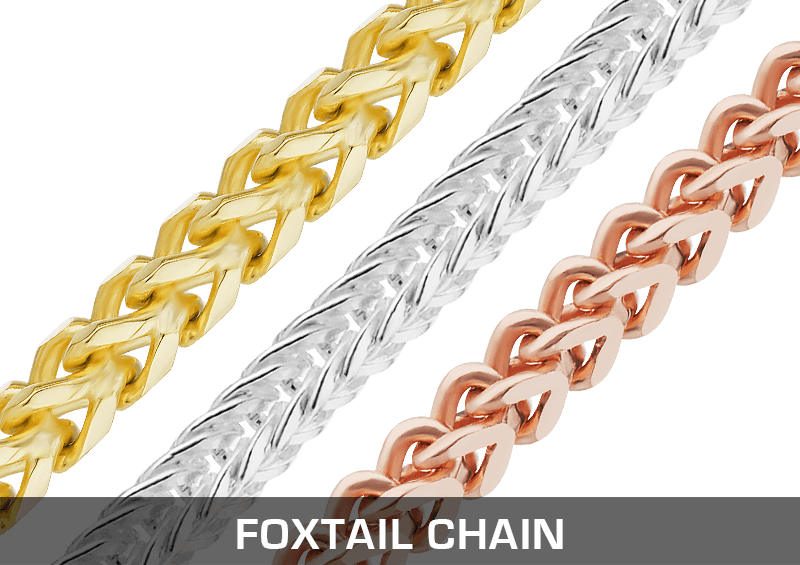 Franco Round Foxtail 14k 18k Yellow White Pink Gold - Chain (800x565), Png Download