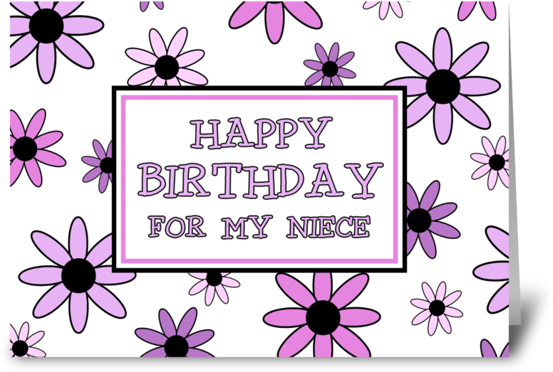 Niece Birthday Card Pretty Flowers Greeting Card - Niece Birthday Card (848x698), Png Download
