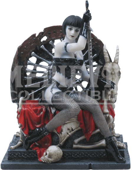 Female Warrior Sitting On Skull Throne Statue - Unicorn Studios Wu75096aa Girl Sitting On Skull Throne (609x609), Png Download