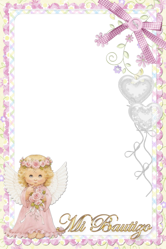 Marco De Fotos Bautismo - Angel Frame Pink Png (533x800), Png Download
