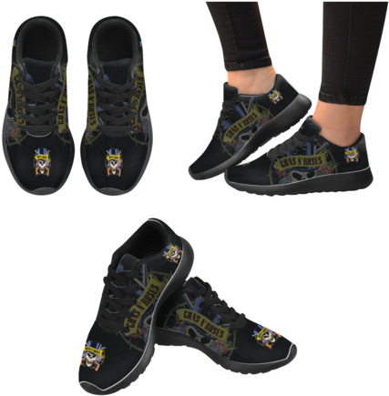 Guns N Roses Sneakers - French Bulldog Halloweeen Black Sneakers Size 13-15 (480x480), Png Download