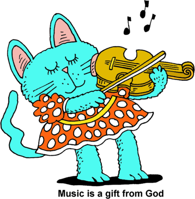 Violin Clipart Cat - Cat Playing The Violin Clipart (393x400), Png Download