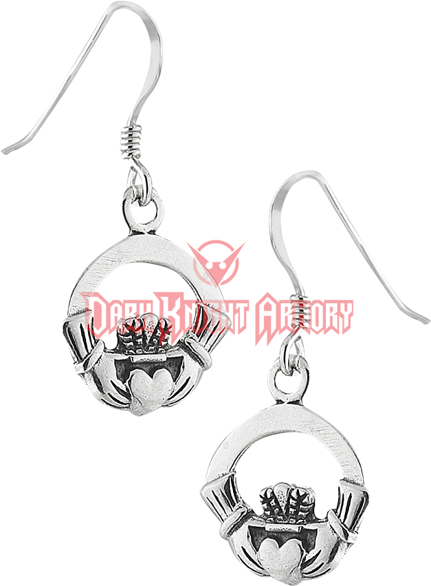Sterling Silver Claddagh Ring Earrings - "medieval Collectible" Sterling Silver Claddagh Ring (850x850), Png Download