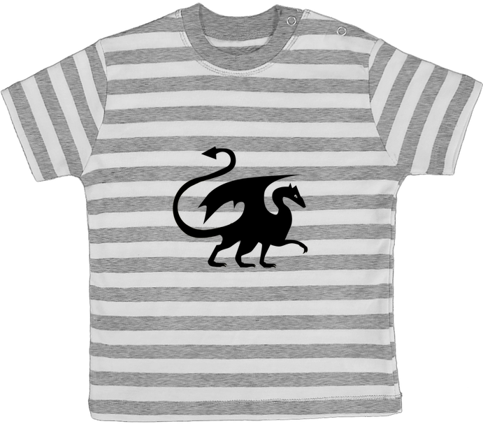 T-shirt Bébé À Rayures Dragon Silhouette Par Rackoon - T-shirt (690x850), Png Download