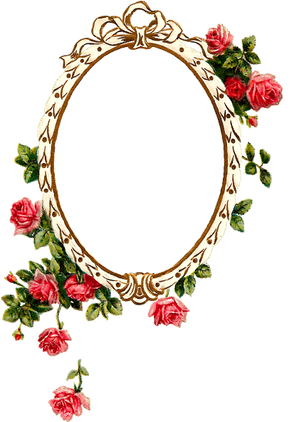 Victorian Die Cut - Rose Flower Frames Design (420x593), Png Download