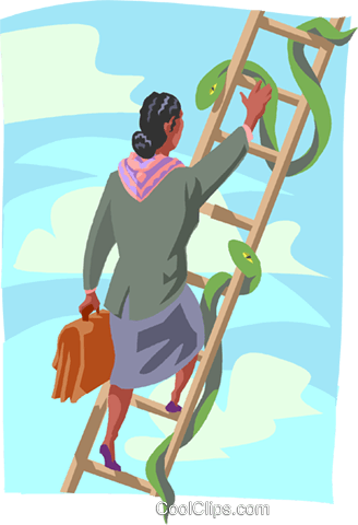 Women Climbing Ladder With Snakes Royalty Free Vector - Ladder Climbing Woman Png (328x480), Png Download