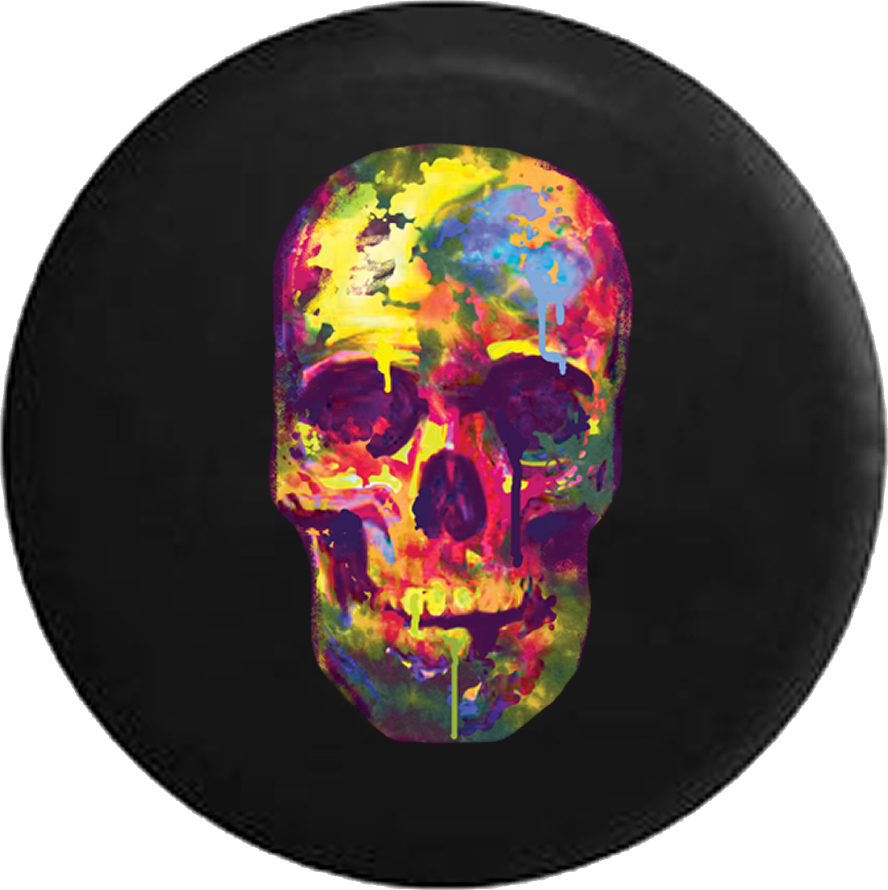 Watercolors Neon Dripping Paint Skull Jeep Camper Spare - Painted Skull (1800x1804), Png Download