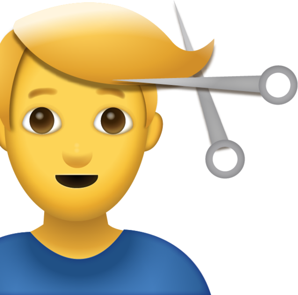 Download Man Getting Haircut Iphone Emoji Icon In Jpg - Man Haircut Emoji (600x594), Png Download