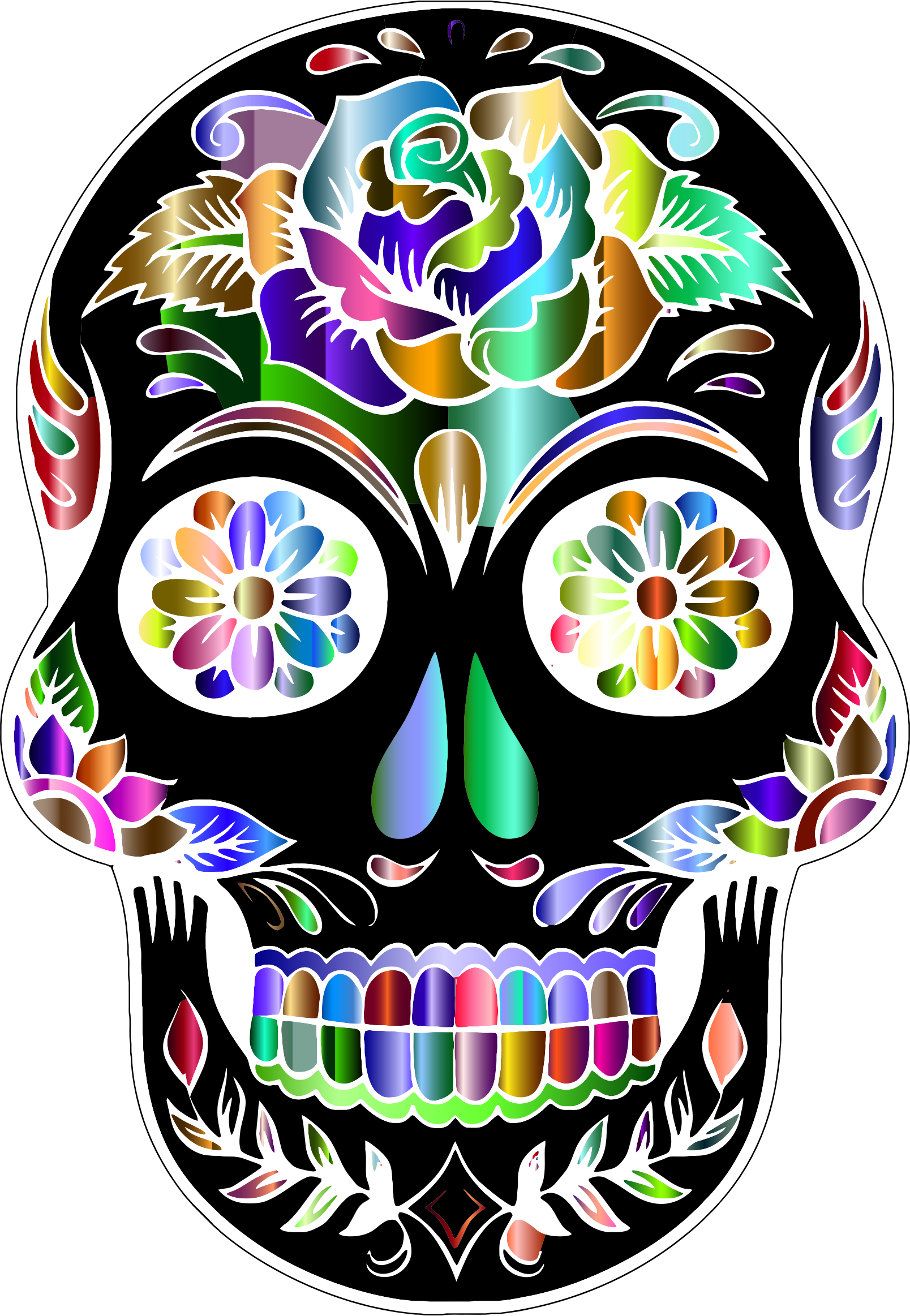 Prismatic Sugar Silhouette By Karen Arnold Big - Day Of The Dead Png (1608x2326), Png Download
