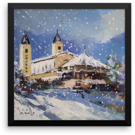 Framed Snowy Medjugorje Scene Poster - Poster (620x620), Png Download