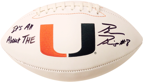Braxton Berrios Autographed Miami Hurricanes Logo Football - Mini Rugby (500x500), Png Download