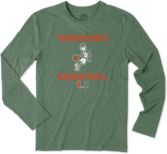 Men's Miami Hurricanes Jake Athlete Long Sleeve Cool - Life Is Good Shirt (570x570), Png Download